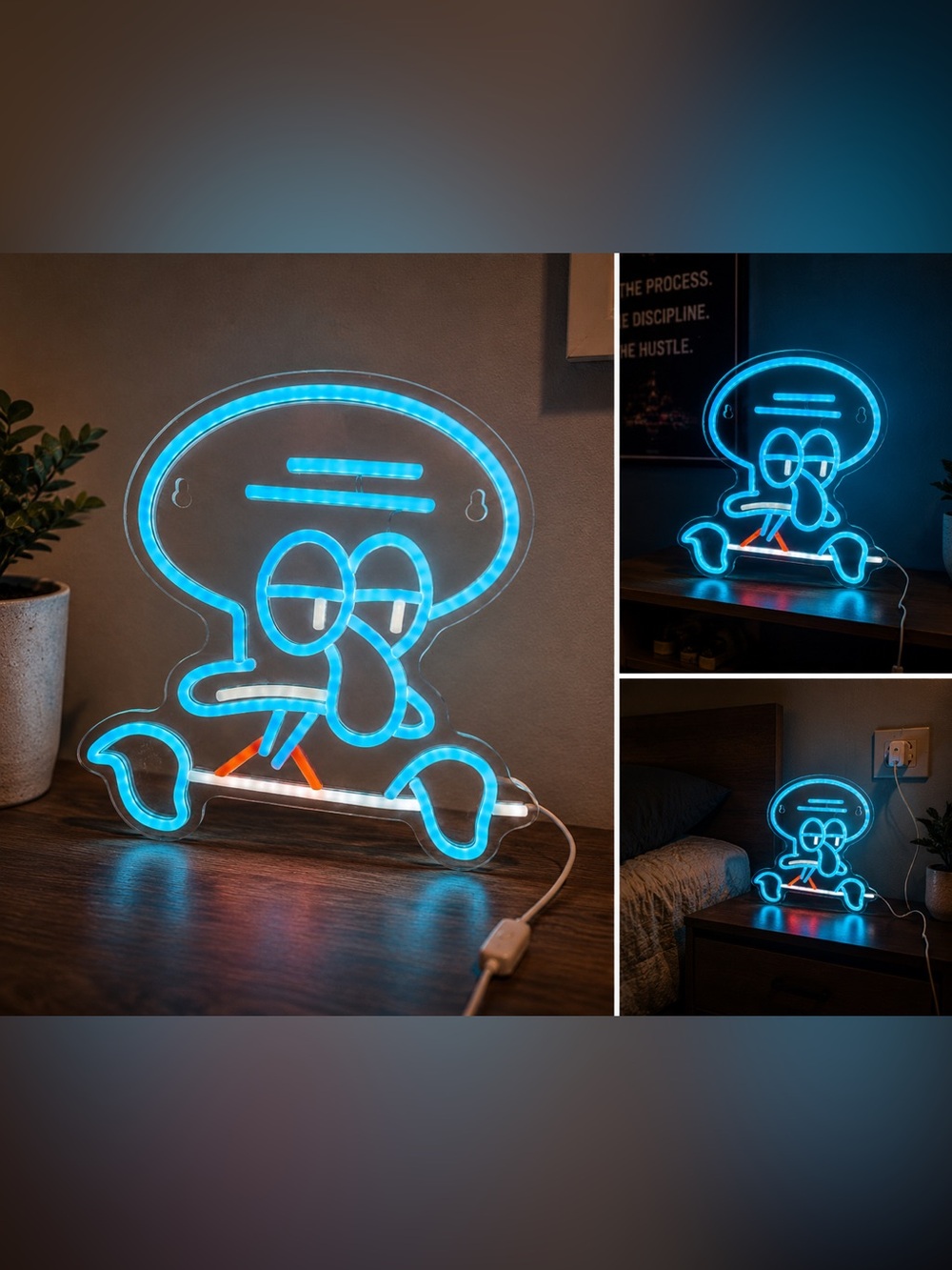 Neon Squidward LED Light - Blue Accent Sign